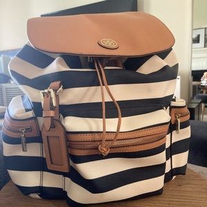 Tory Burch Kerrington Striped Backpack. Like New!